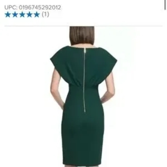 Calvin Klein Emerald Green Cap-Sleeve Sheath Dress Sz 12 - Picture 2 of 10